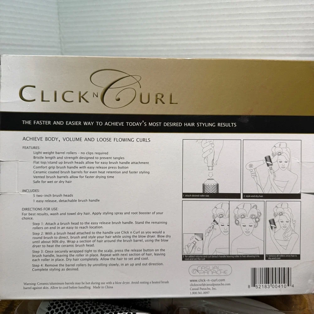 Casual Panache Click‎ n Curl 5 Piece 2 Inch Detachable Round Brush Styling Set